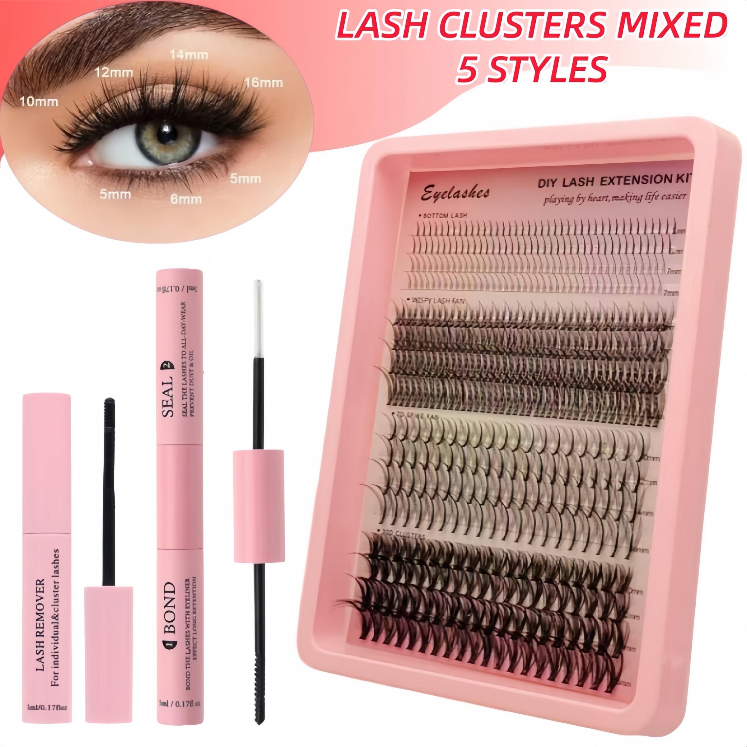 False Eyelash Extension Kit, Multi-Size 484pcs Mixed False Lashes, Natural Daily Segmented Individual Eyelashes, Includes Glue & Remover