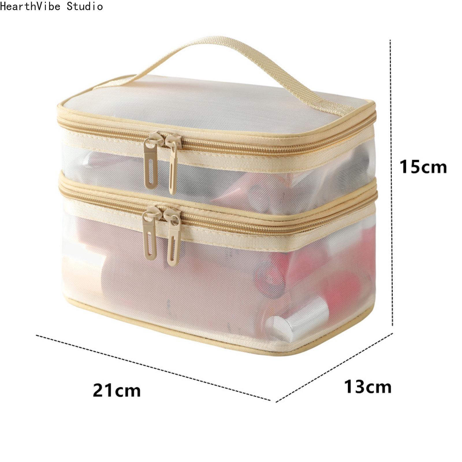 Travel Toiletry Bag - Large Capacity Double-Layer Mesh Polyester Cosmetic Bag, Water-Resistant Portable Breathable Dry-Wet Separated Multi-Purpose Pouch for Holiday, Gym (Sports & Outdoor Camping Hiking Essential), Gym Shower Bag