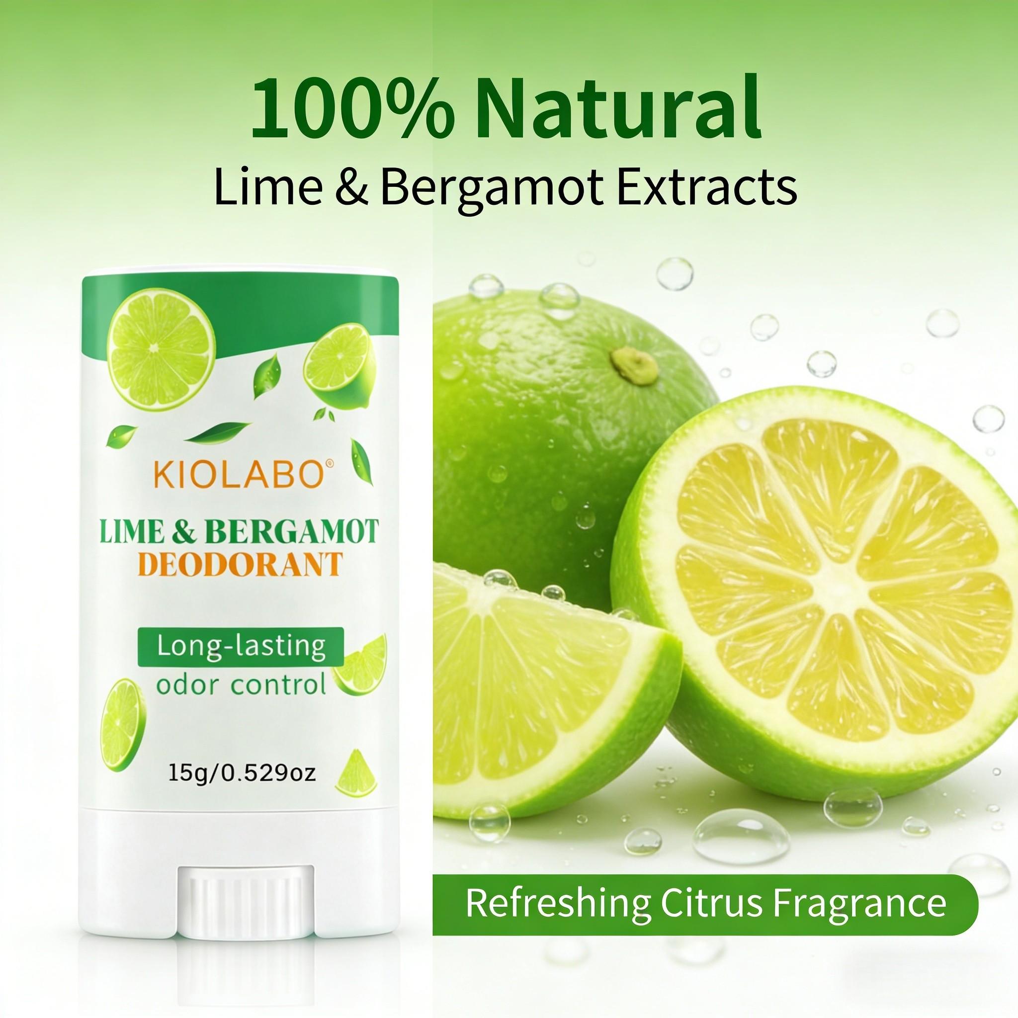 Lime & Bergamot Deodorant Stick for Men & Women, Long Lasting Odor Control, Fresh Citrus Fragrance, Natural Daily Body Deodorant, Travel Size