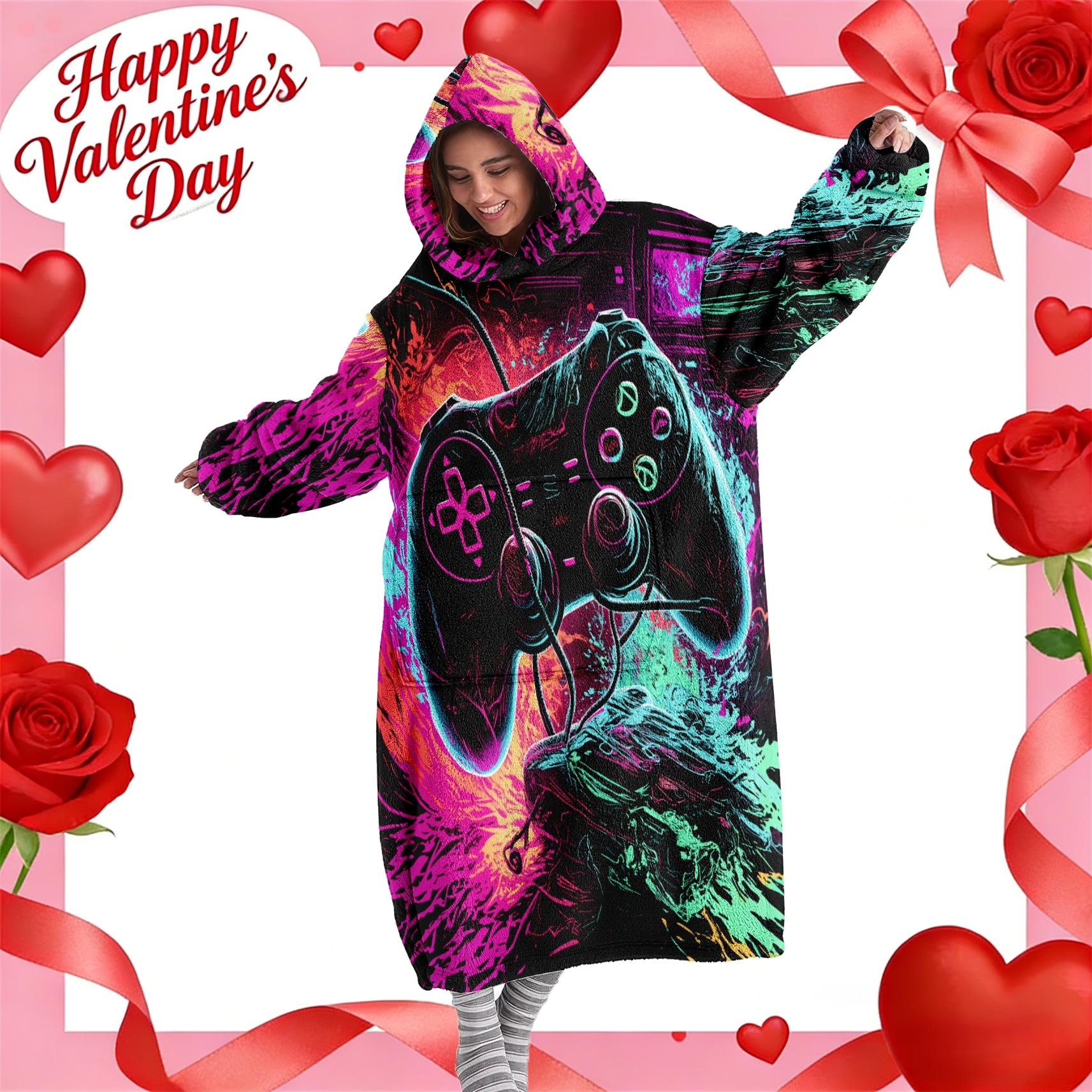 Hooded Blanket Wearable Throw, Patchwork Chicken Hoodie Blanket, Digital Print Flannel Soft Warm Blanket for Sofa Home Leisure Air Conditioning Nap Office Bed Camping Travel Gift，Christmas Gift, Valentine's Day gift #GLOBAL PICKS