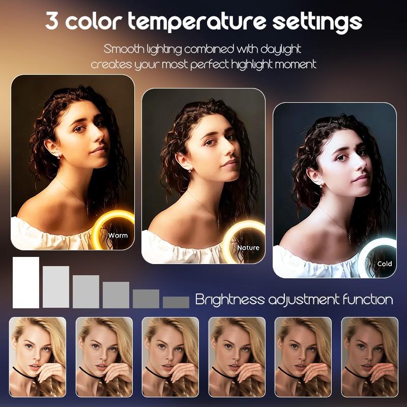 LED Ring Light Featuring Holders And a Metal Tripod Stand That Can Be Adjusted, Equipped with LED Fill Light, Offering Three Color Options And Ten Brightness Levels, Ideal for Selfies, Photography, Live Streaming, Video Recording, And Meetings