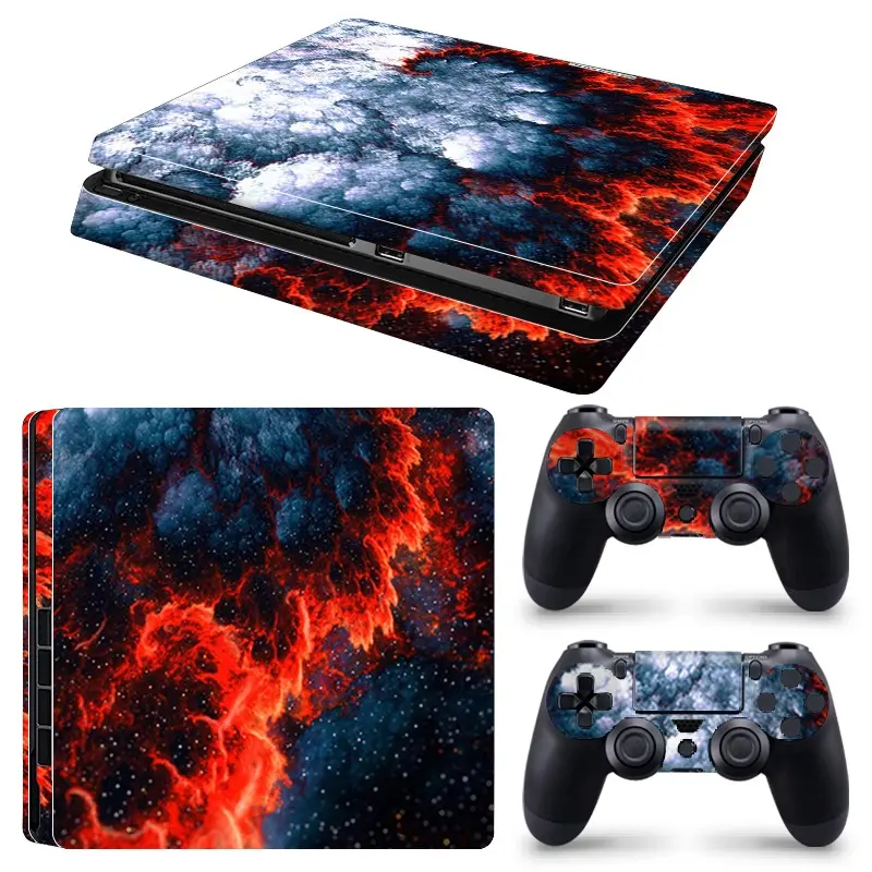 Ps4 Slim Sticker Set, Cosmic Nebula Galaxy Design, Includes Console & Controller Stickers, Waterproof, Scratch-Resistant, Easy Removal, PVC Waterproof Stickers