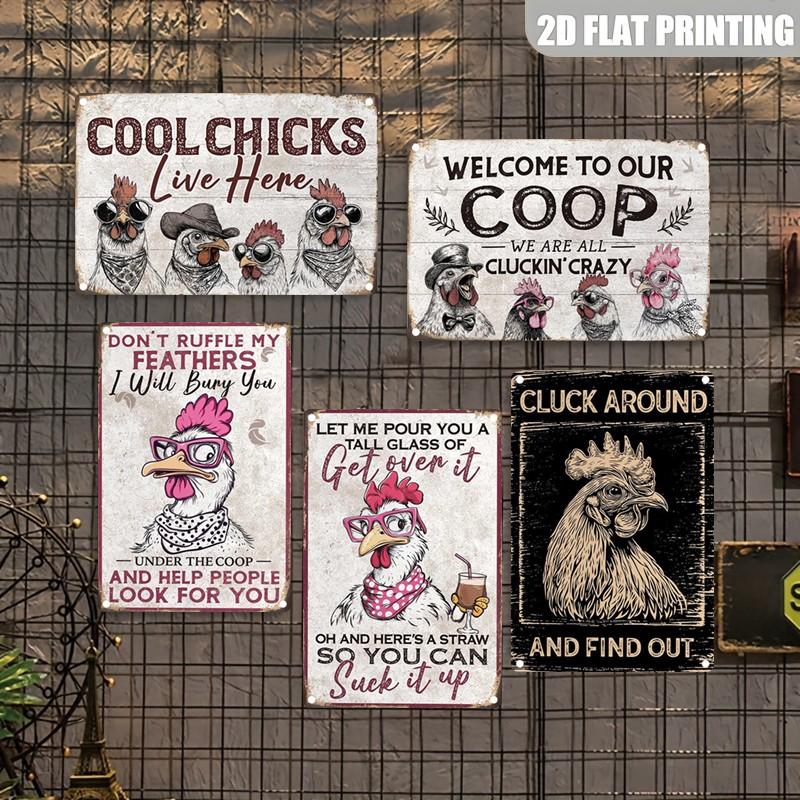 Funny Chicken Poster Aluminum Sign, Humorous Metal Wall Art Print, Vintage Style Aluminum Plaque, Decorative Poster, 20x30 Cm