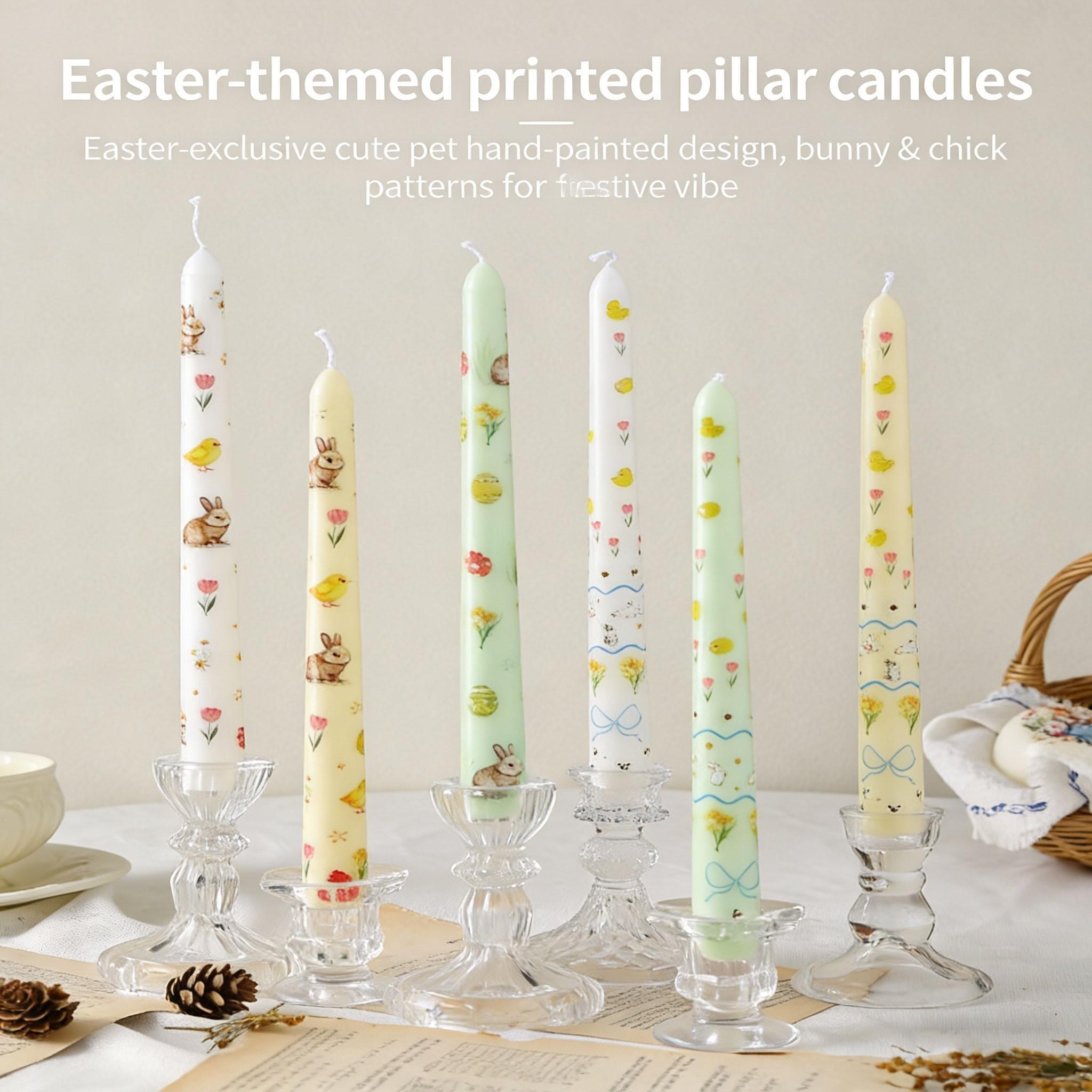 Easter Wax Set, Multi-Color Candles, Rabbit/egg/chick Prints, High-Quality Smokeless Wax, Perfect for Easter Table Decor, Home Décor, Gift Ideas