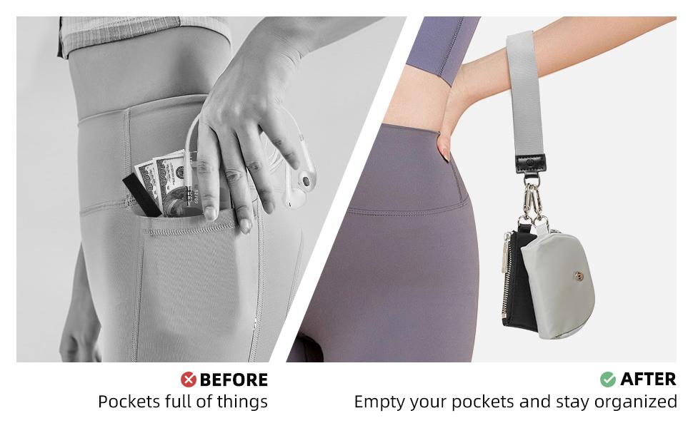 Keychain Wallet -Mini Zip Around Wristlet Wallets with Detachable Dual Pouch - Ideal Portable Coin Purse for Women and Men