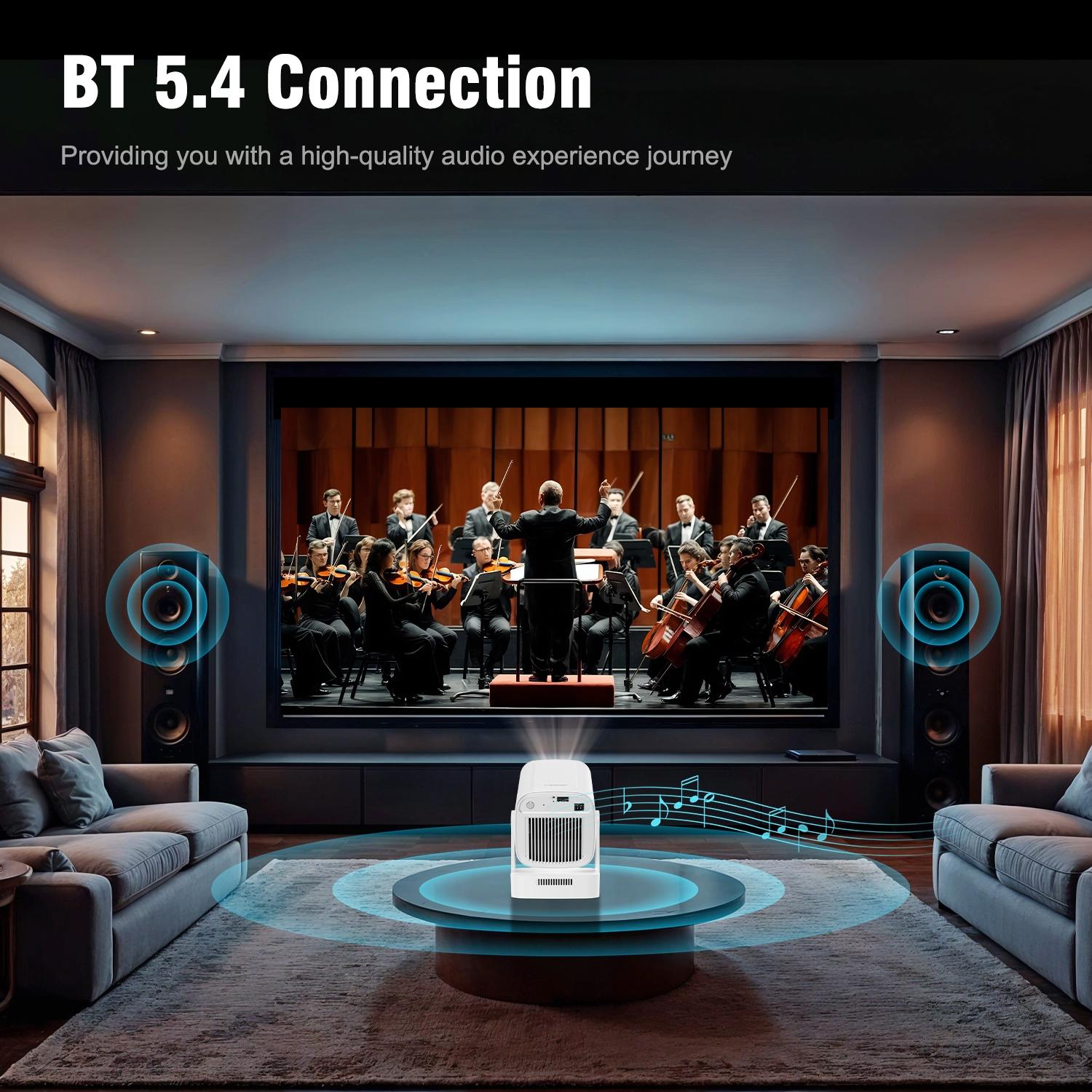 MAGCUBIC HY310 Wifi Smart Projector, 330 ANSI Auto-Focus Native 1080P, 130-inch Screen, Wi-Fi 6 and Bluetooth 5.4 with Auto Keystone Correction for Home Cinema, Audio