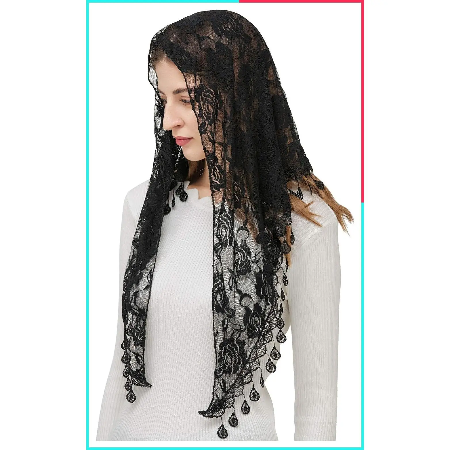 Triangle Mantilla Mass Veil Cathedral Head Covering Chapel Veil Lace Shawl Latin Scarf