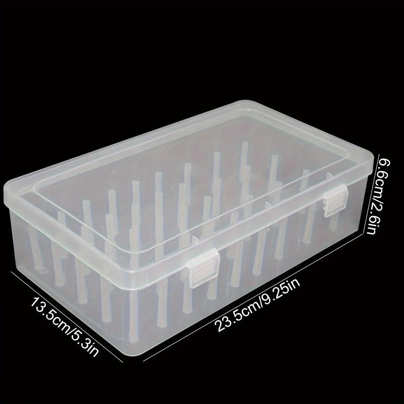 42 Compartment Clear Plastic Sewing Thread Organizer Box - Durable Multi-Purpose Storage Container for Medium Spools, Craft Room And Travel Supplies, White Fabric Storage for Box with Clear Dividers, Spool Storage for Box, Durable Material