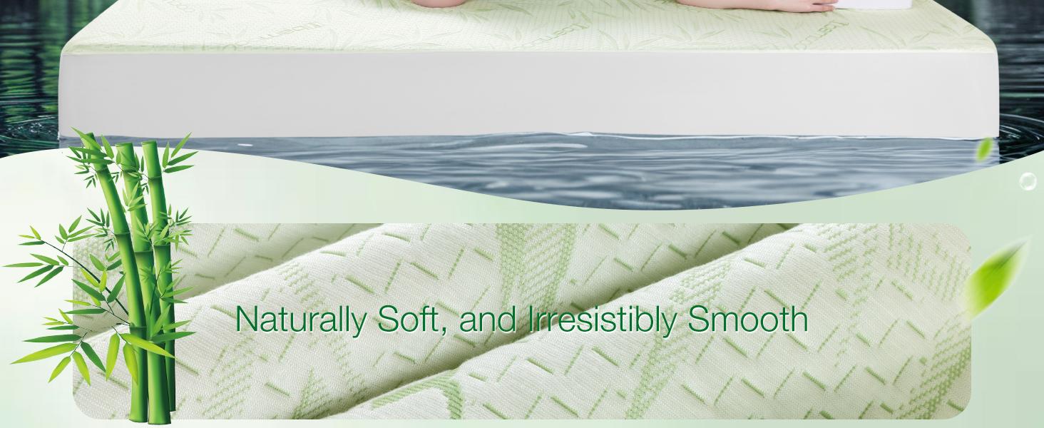 Sonoro Kate No-Sweat Waterproof Mattress Protector - Bamboo Cooling, Skin-Friendly & Machine Washable (Fits 6-18" Deep Pocket)"