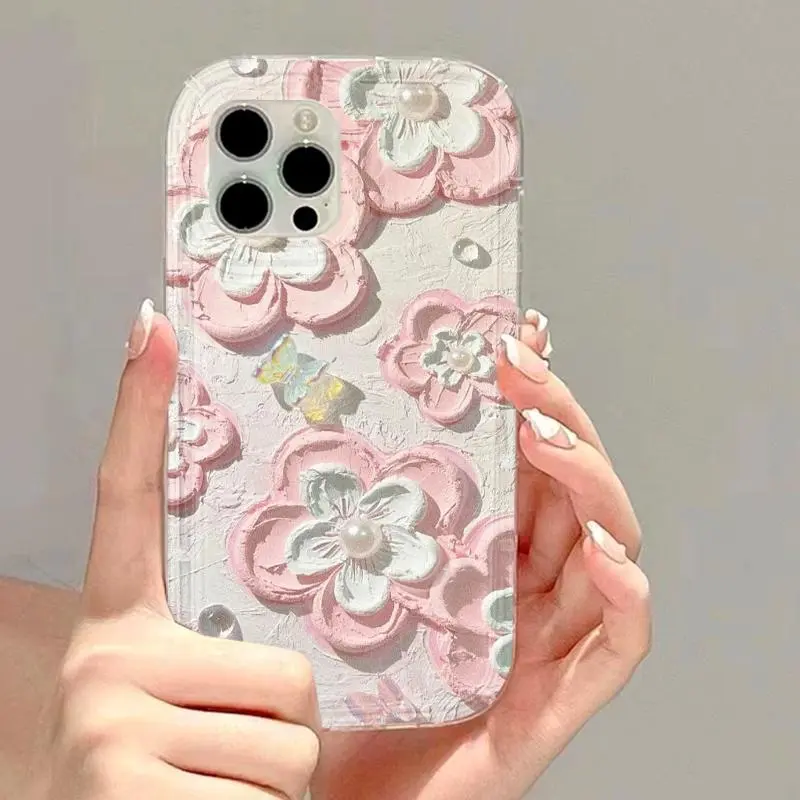 3D Flower Clear Case For Samsung A15 A14 A13 A12 A55 A54 A53 5G A52 A51 A50 A35 A34 A33 A32 A31 A24 A23 A22 A21S A05S Soft Cover