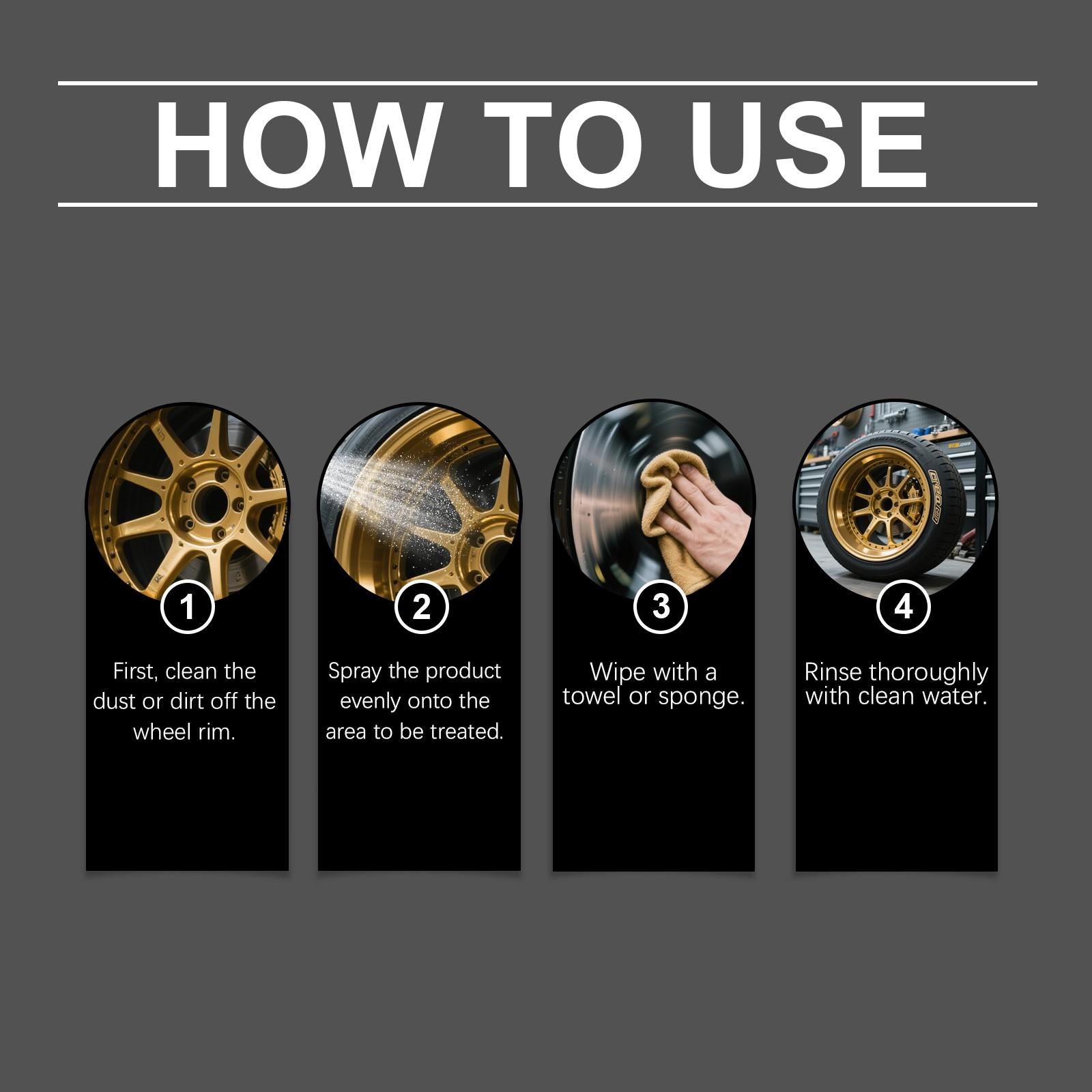 Hikmarion Wheel HUB Cleaning Spray, Gentle Stain Remover, Restores Shine, Daily Car Care, Mild Formula, Easy to Use