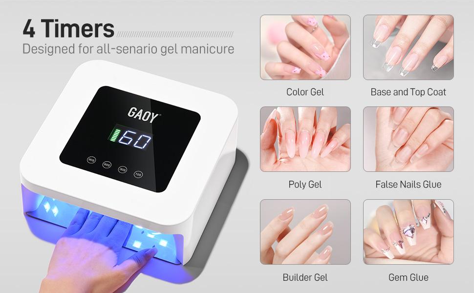 GAOY Cordless UV LED Nail Lamp for Gel Nails, Rechargeable UV Light, Professional Nail Dryer with 4 Timers, Automatic Sensor and Sensitive Mode for Fast Curing, White