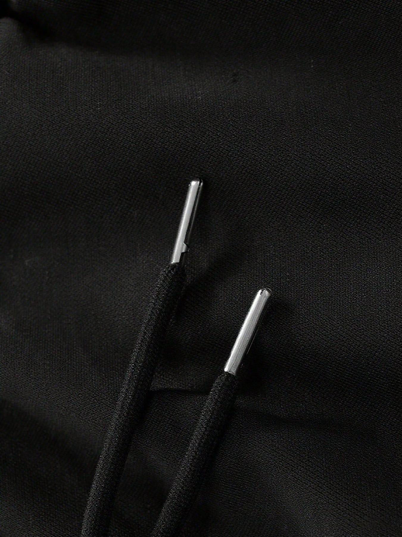 Angel Print Oversized Wide-Leg Pants - TikTokShopBlackFriday Deals FallFashion, Trendy Streetwear Bottoms, Athleisure Casual Trousers, Gothic Angel & Cross Graphic, Stylish Casual Outfit, Versatile Daily Wear