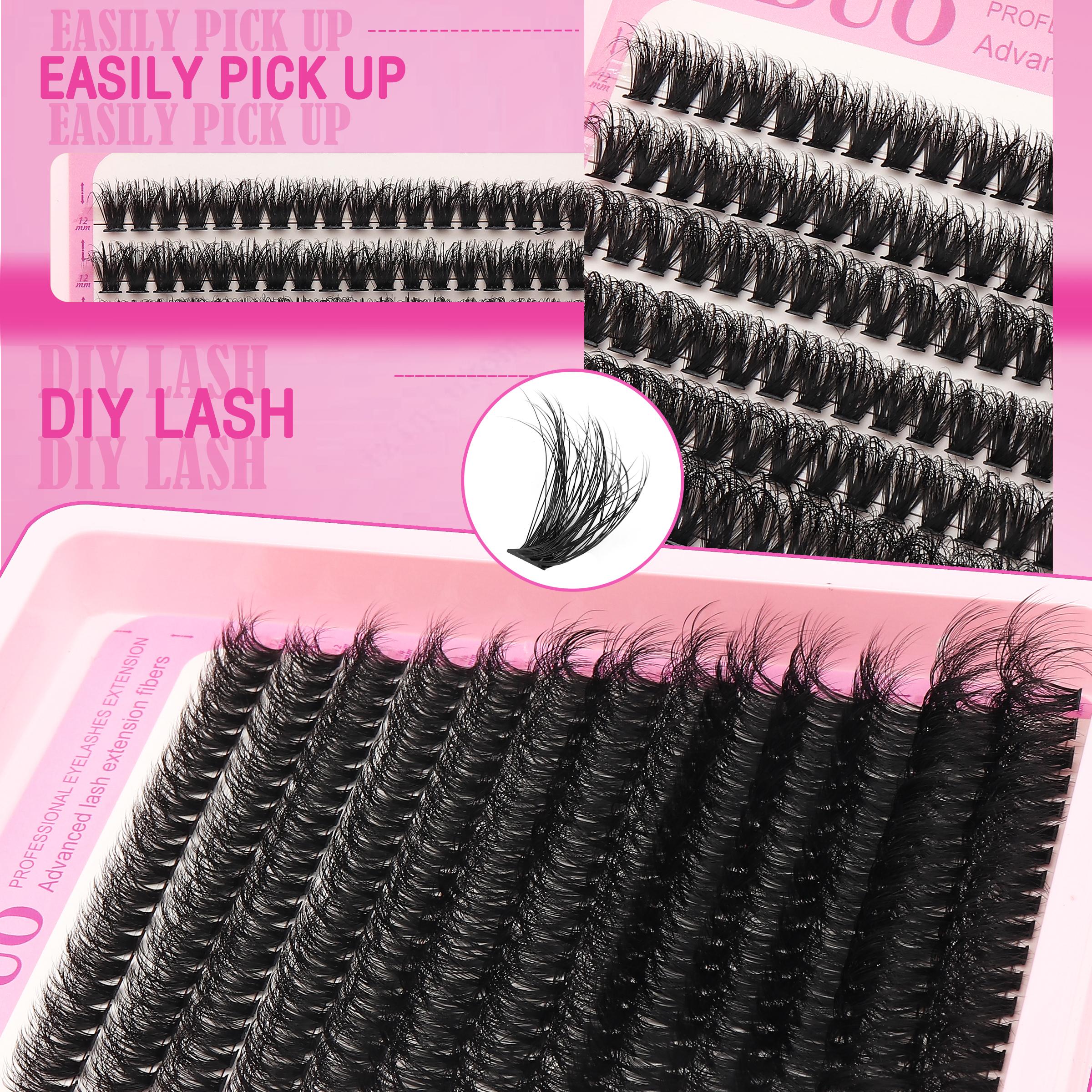 520 Pcs Volume Lash Clusters Kit 60D+80D Thick Volume Lash Extension Kit 12-20mm Wispy Individual Lash Kit with Seal, Remover, Lash Applicator, Eyelash Extension Glue, Eyelash Tools for Beginners and Proficient, DIY at Home Easily