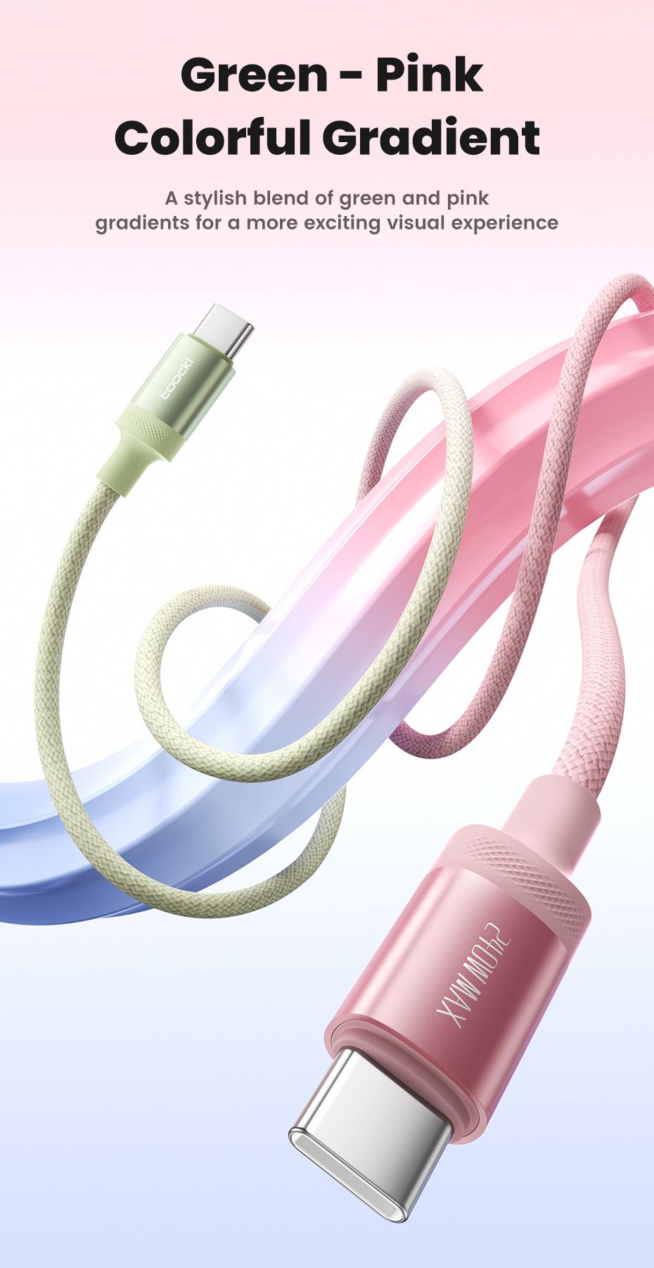 Toocki 240W Colorful Gradient Type C to Type C Cable PD 3.1 QC4.0 Ultra-High Power USB C Cable For Xiaomi Samsung iPhone 17 16 15 MacBook Laptop Fast Charging Data Cord