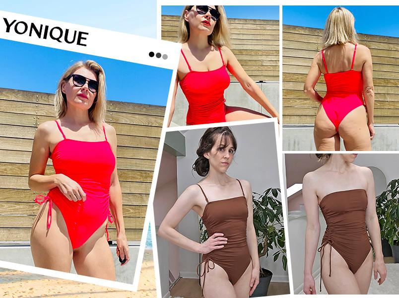 Yonique Women Strapless Tummy Control One Piece Swimsuit Bandeau Bathing Suit Cheeky Swimwear  SwimWeek  summervibes