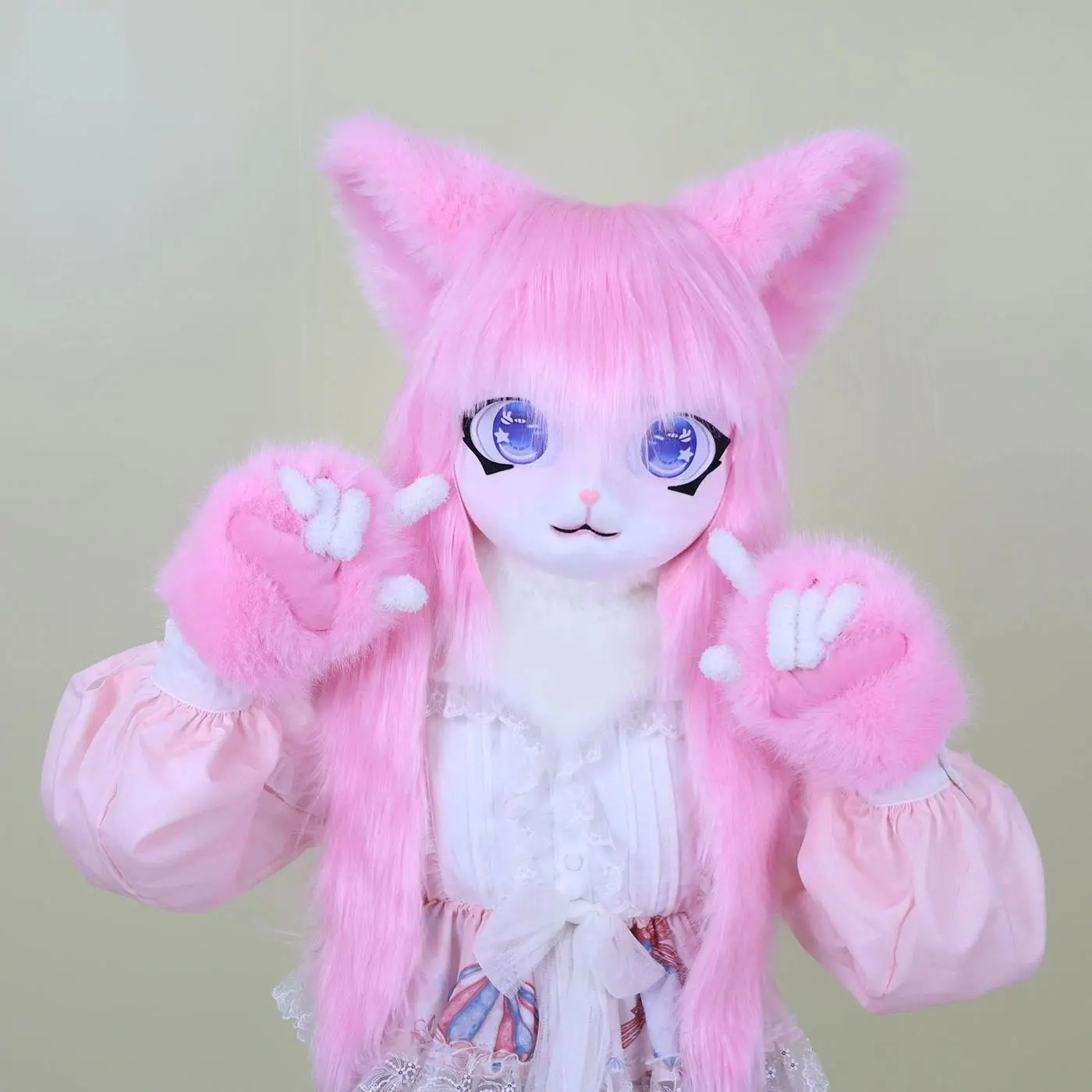 Fursuit Head Kigurumi Kig Furry Mask Cosplay Costume Furry Headbase Cat Rabbit Doll Animal Cosplay Halloween Costume Kids Gift