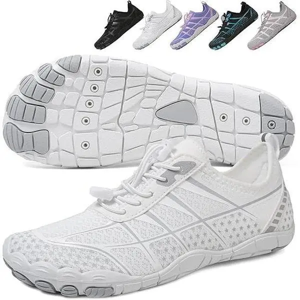 Unisex Barefoot Water Shoes - Breathable Quick-Dry Mesh Fabric Footwear, Wide Toe Box, Non-Slip Flexible Sole, Light Reduces Fatigue, for Hike, Walk, Run, Swim Ready Trail-Pool Use