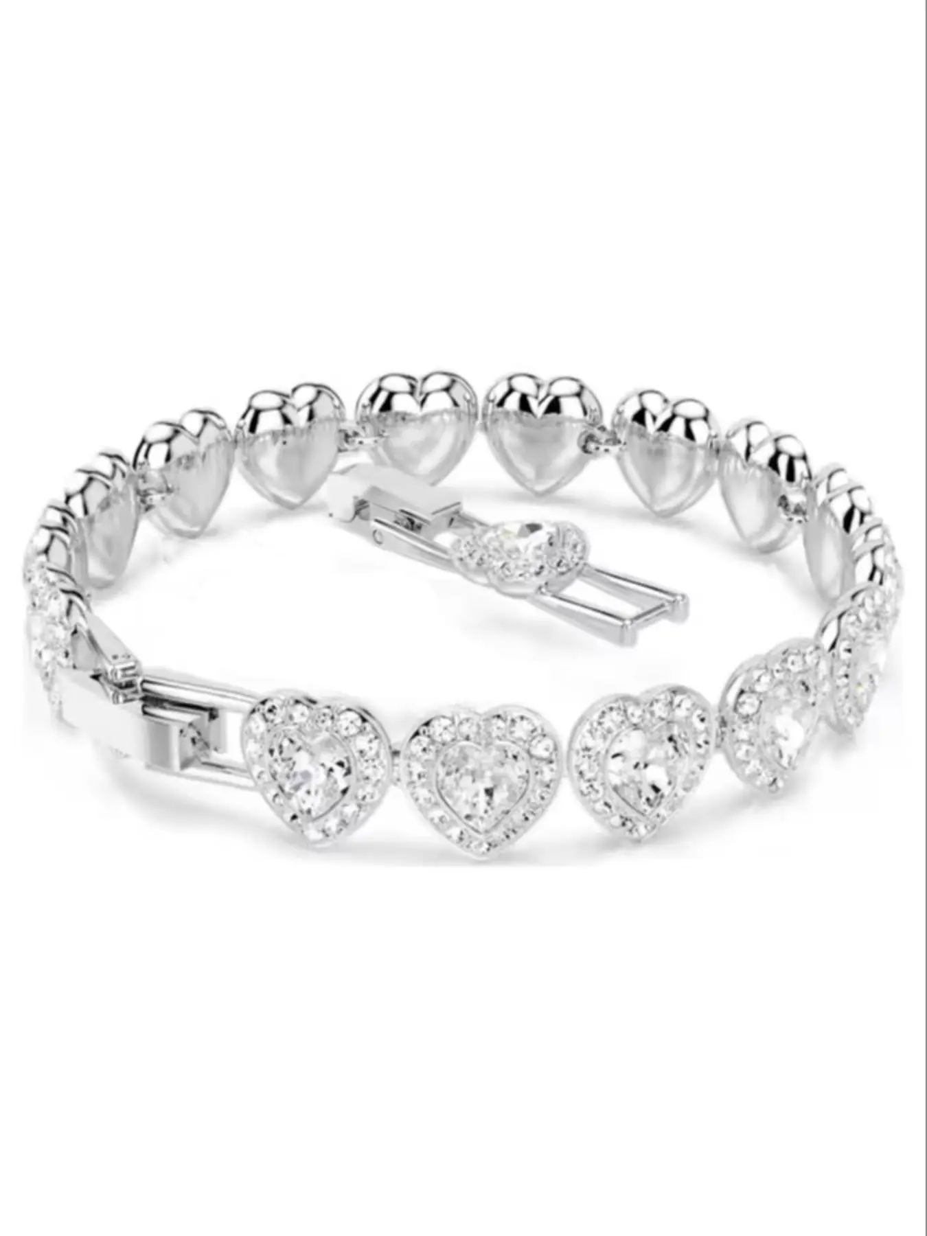 2026 Fashion Jewelry New Arrival Heart Design Bracelet, Exquisite Trendy Bracelet, Sparkling High-Quality Tennis Ball Plated Silver Chain, Luxury Holiday Gift for Women, Heart Bracelets