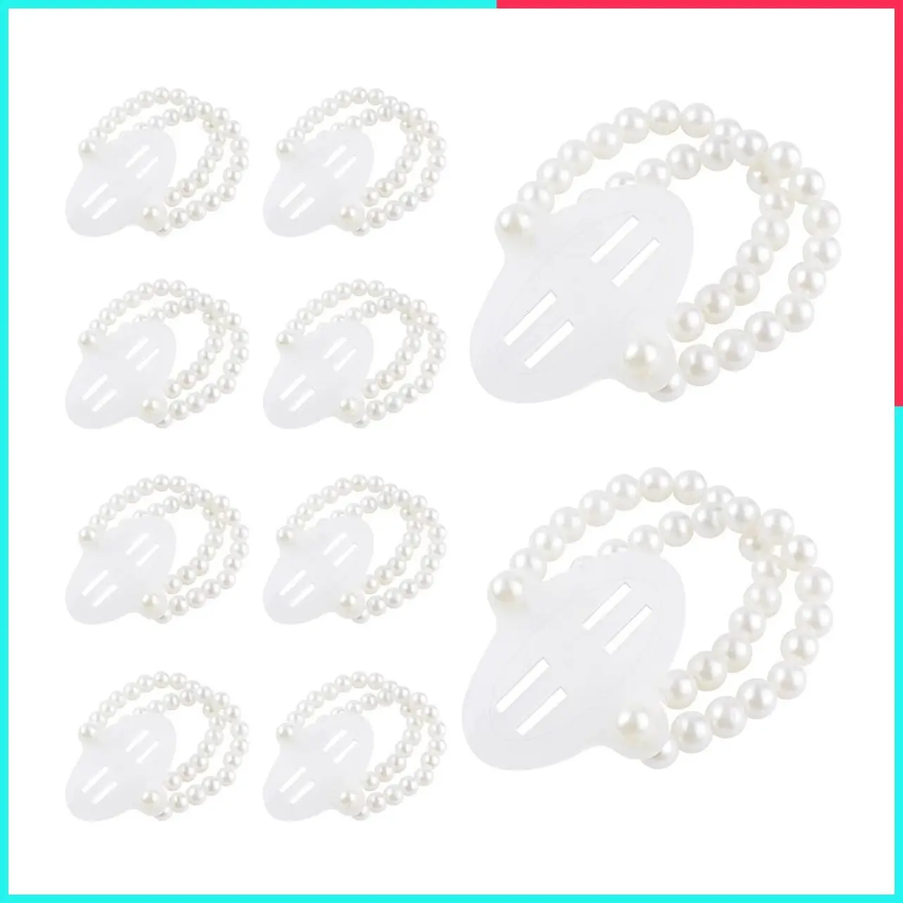 10 Pcs White Pearl Corsage Wristlets Elastic Stretch Bracelets for Wedding Prom Bridal Shower Party DIY Hand Flower Accessories