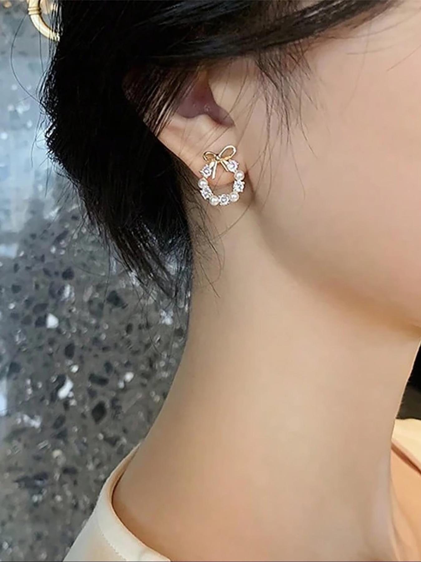 Elegant Pearl Butterfly Knot Hoop Earrings, Daily Wear Jewelry for Women, Stylish Ear Rings for Everyday Use, Perfect Gift Idea