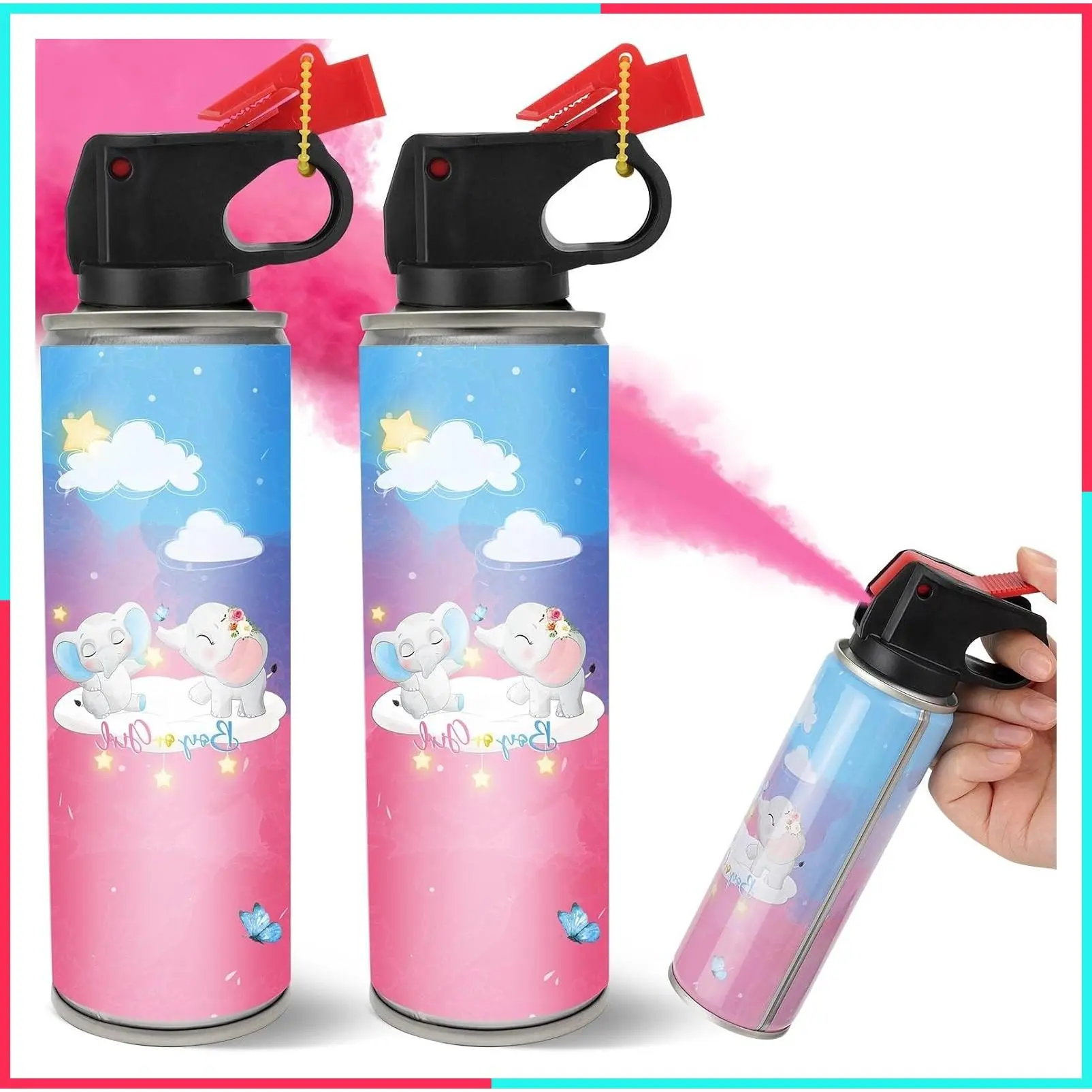 Gender Reveal Smoke Bombs, Fire Extinguisher, Biodegradable Party Supplies, Boy or Girl Baby Shower Reveal Ideas (2 Pink)