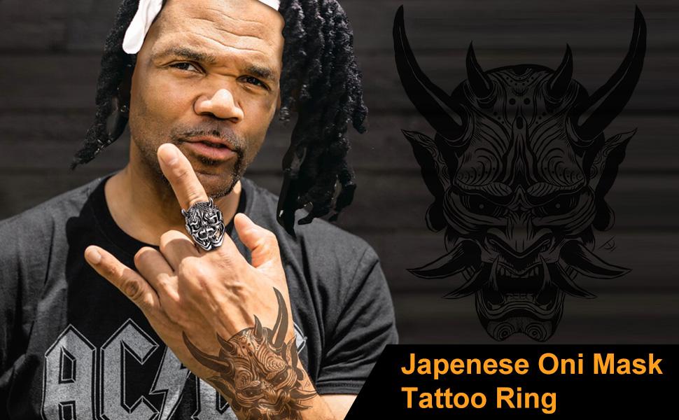 U7 Gothic Hannya Mask Skull Ring Cool Biker Jewelry Men's Cool Signet Ring for Halloween U7 Gothic Hannya Mask Skull Ring Cool Biker Jewelry Men's Cool Signet Ring for Halloween