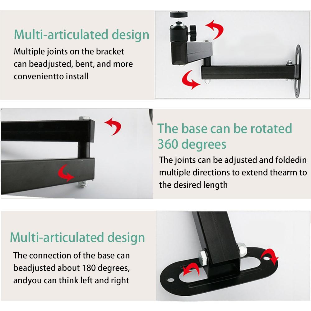 Adjustable Projector Stand, Wall-Mounted Folding PTZ Bracket, Suitable for TV, VCR and Home Theater, Durable Iron Construction, Foldable, Adjustable Holder