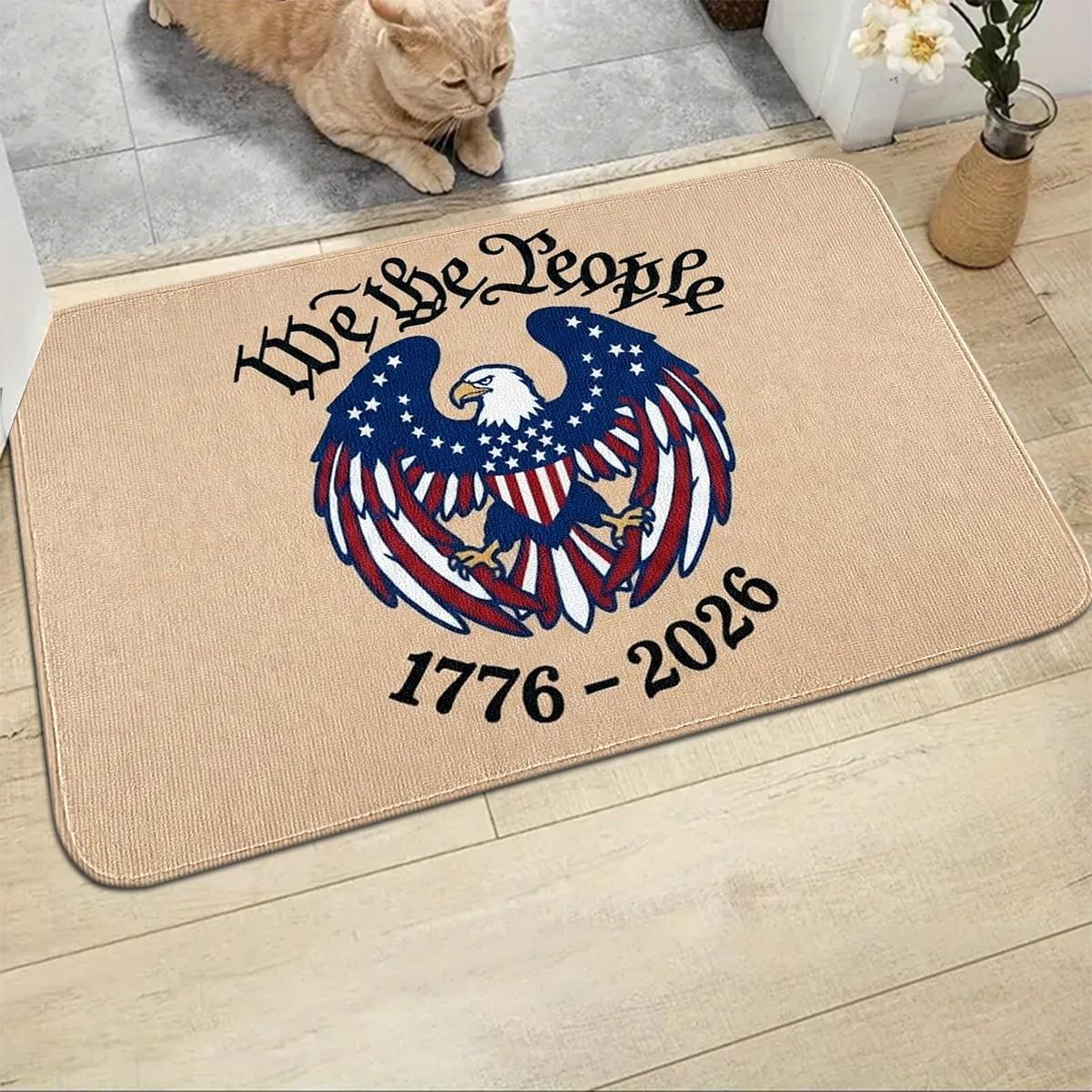 JIT 1/2/3 pcs of flannel simple Memorial Day and Independence Day (July 4th) bald eagle carpet for multi-scenario use as a decorative carpet. Kitchen carpet set, flannel washable bedside soft carpet, suitable for use in kitchens, bedrooms, etc.
