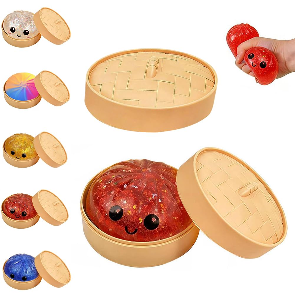 Crystal Slime Dumpling Squishies - Glitter Dumpling Stress Balls, Fidget Sensory Toy, Easter Basket Stuffers, Stocking Stuffers