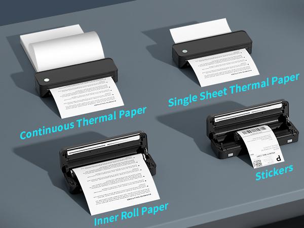 Jadens Portable Thermal Printers,Wireless Bluetooth Smart Printer with 6 Roll Various Sizes Paper,Support US Letter for Business Office Home School