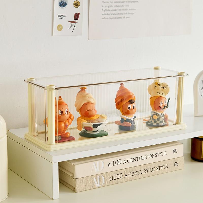 Desktop Storage Box Display Case, Roman Column Style, Stackable, Dustproof Moisture-Proof, Doll Figure Collection Showcase