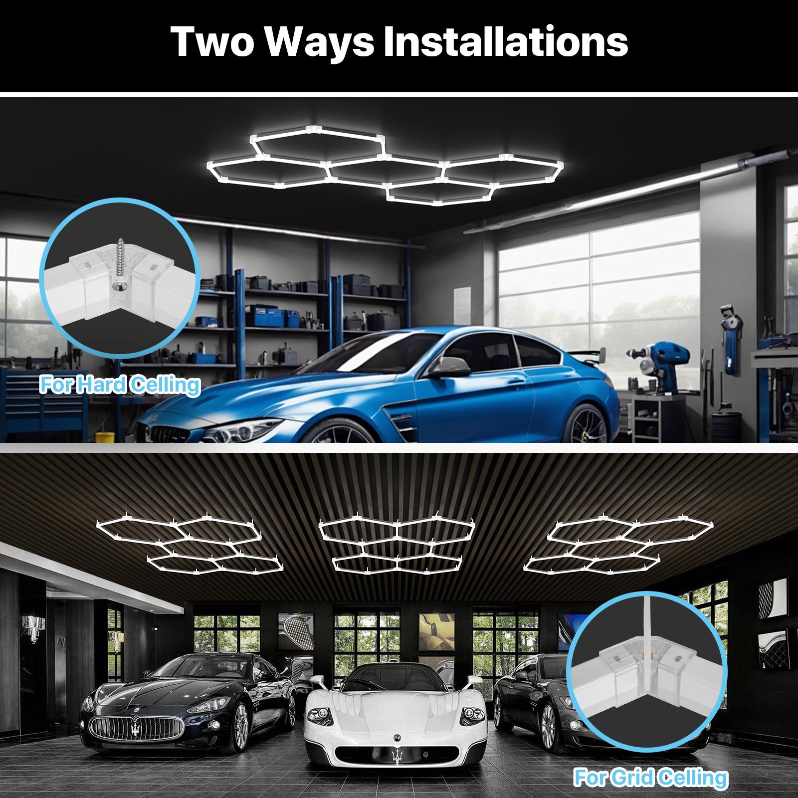 HYPERLITE 2025 New DIY Plug-in Hexagonal Ceiling Light, Honeycomb Ceiling Light, Ultra Bright , Hexagonal Garage Light suitable for garages, supermarkets, shopping malls, car shows, basements, ideal for Led Backlit Led Lighting，memorialday summervibes
