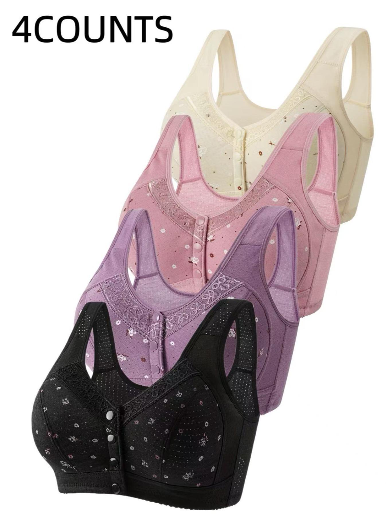 Women's Floral Print Push Up Bra, Soft Comfortable Breathable Bra, Women's Lingerie for All Seasons