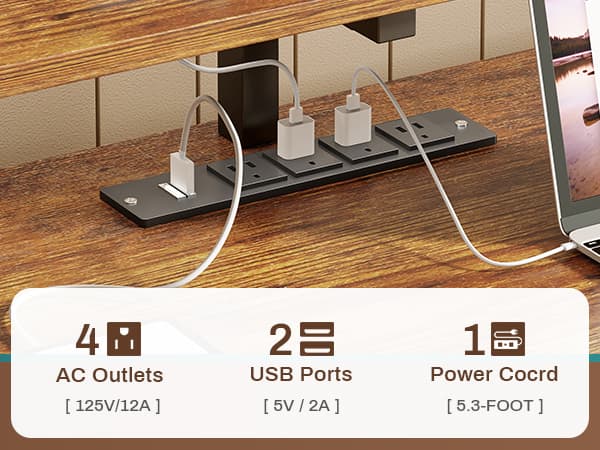 SEDETA 66-inch Home Office Desk with File Drawers and Power Outlets Printer Cabinet with Storage Shelves and Monitor Shelf, Game Table with LED Lights