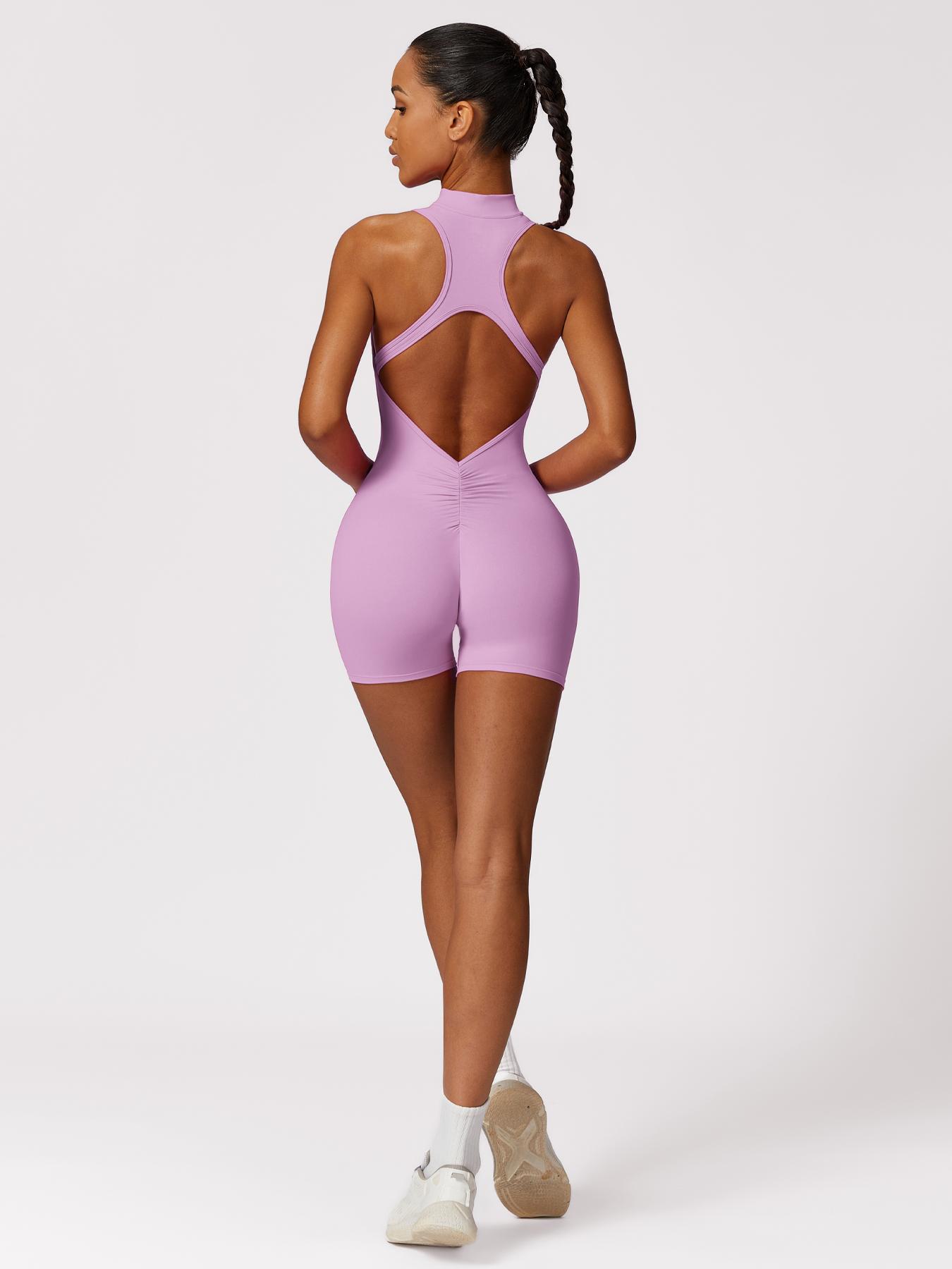 Women's Solid Color Sports Romper, Casual Comfy Breathable Sleeveless Romper for Yoga Gym Workout, Ladies Sportswear for Summer, Sporty Comfy Jumpsuit