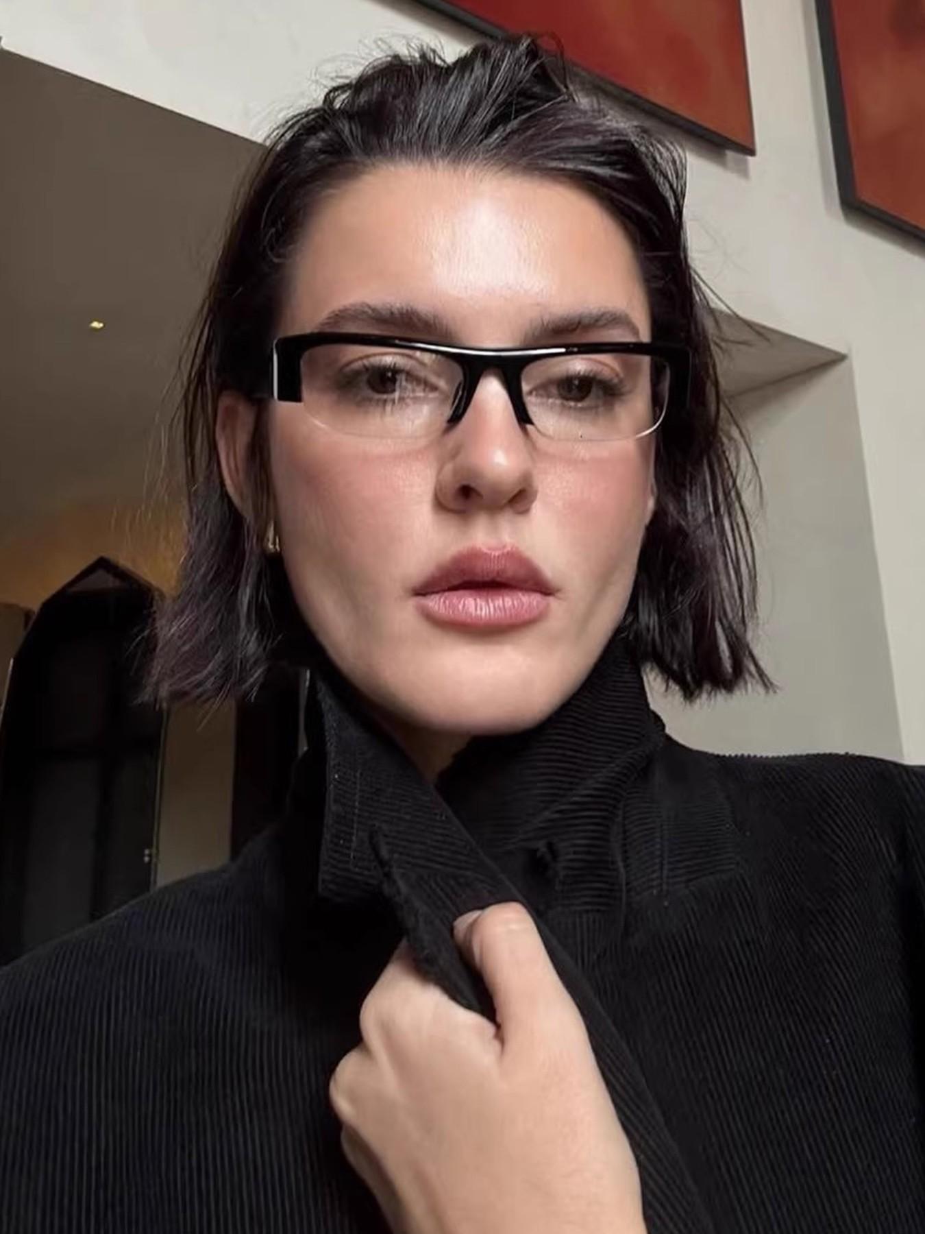 1Pcs High-End Narrow Frame Light Luxury Glasses, Fashionable Brand Besign Half Frame Glasses, Computer Blue Light Protection, Simple Outdoor For Women.