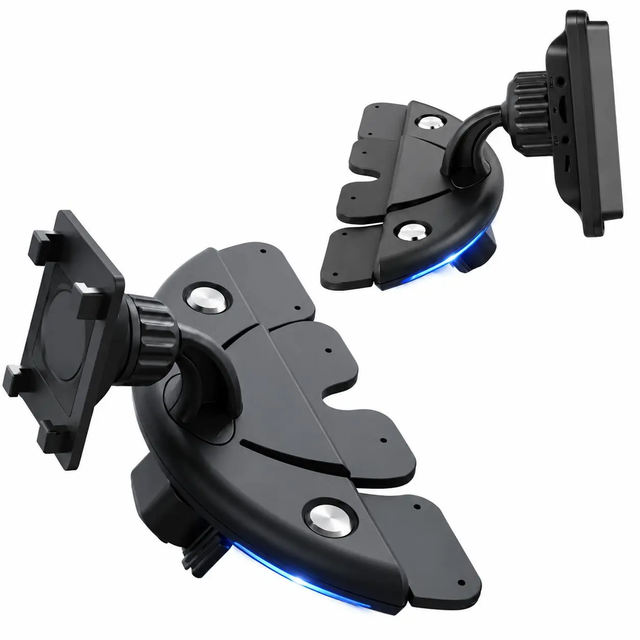 360-Degree Adjustable Car Mount with Universal CD Slot Compatibility, Triangle-Stabilized Design for Secure Holding of CarPlay Displays, GPS Navigation Devices, and Dash Cameras in Vehicles