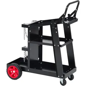 3 Tier Welding Cart with Gas Tank Holder, Heavy Duty Rolling Welding Trolley for Welder, MIG TIG Plasma Cutter, Workshop & Construction Site