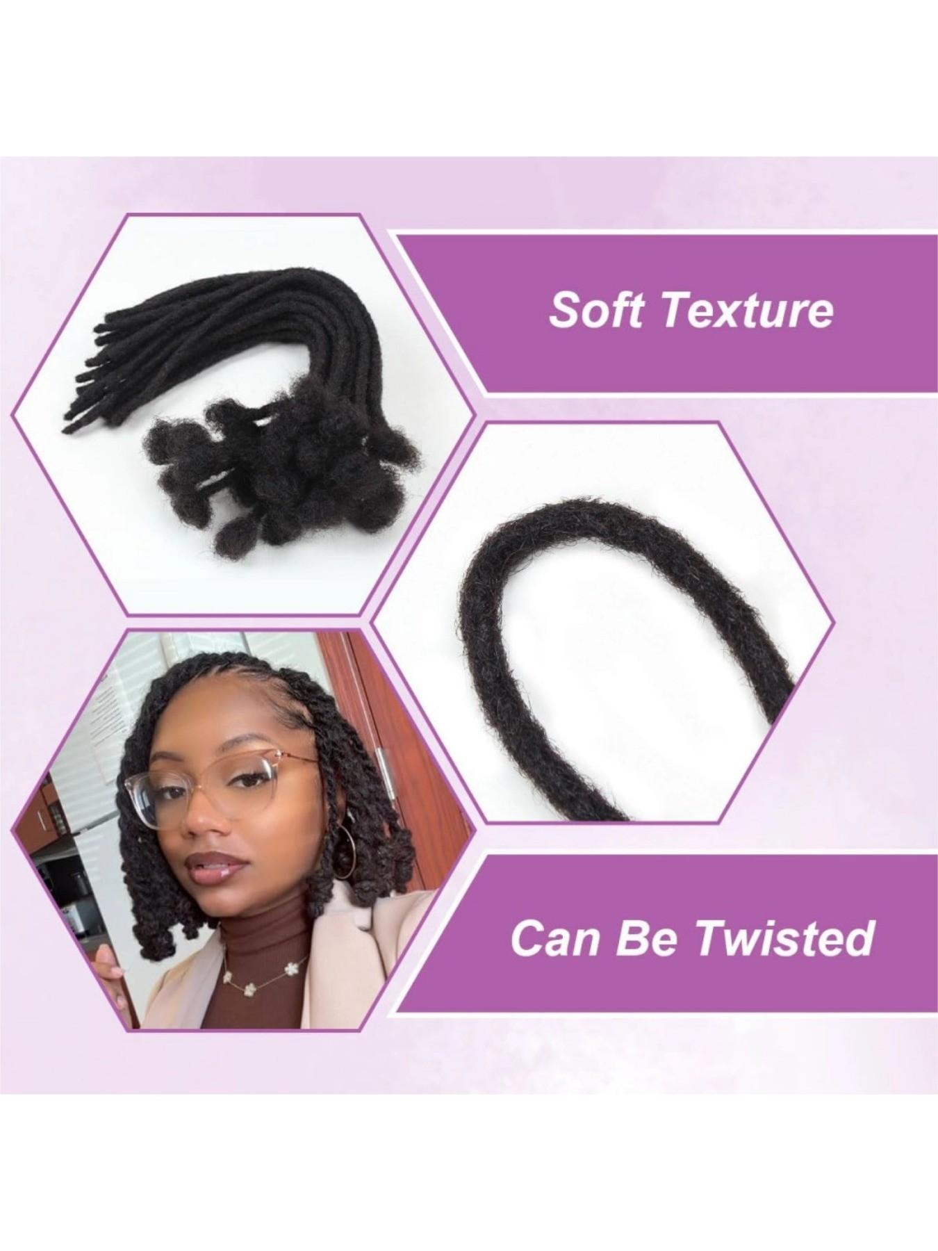 Dreadlock Extensions Human Hair 10-100 Strands 100% Full Handmade Permanent Loc Extension Human Hair for Women/Men/Kids Can Be Dyed Bleached Curled Twisted (0.6cm 1B, 4-16 Inch 10-100 Strands)