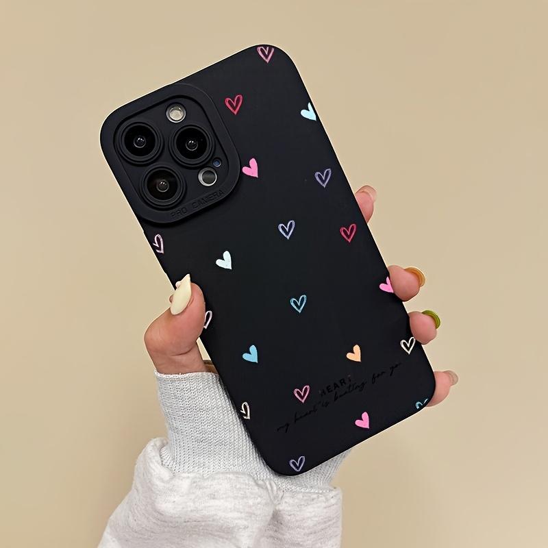 iPhone Case 78ins Dopamine Heart Pattern Xxs XR Full Coverage Anti-Drop Protection, Fashion Trendy Gift for Friends Family Boyfriend Girlfriend
