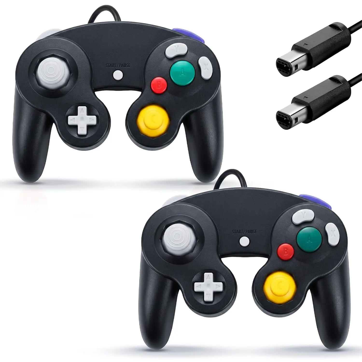 2 Pack Wired Controllers for GameCube, Classic Controller Compatible with Wii and NGC  Cube Console, Plug & Play Classic Gamepad (Black)