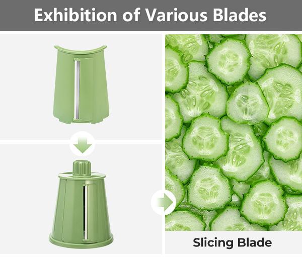 SUSTEAS Save Time with This 5-Blade Rotary Grater! Smoothly Shred Cheese & Veggies. Rock-Solid Suction & Ergonomic Handle Prevent Slips – Stylish Retro Green