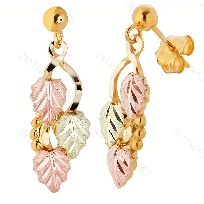 Boho Clover Earrings, Vintage Grape Leaf Design, Women's Fashion Silver Color Jewelry, All-Season Daily Wear, Casual Accessories