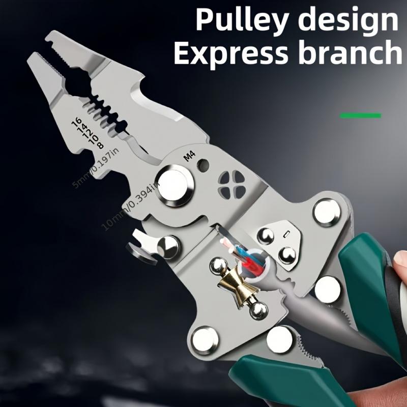 Multi Functional Wire Stripping Pliers - Foldable Design, Integrating Stripping, Cutting, And Crimping Functions, Anti Slip Handle, Metal Structure, Diy Tools, Wirecutters