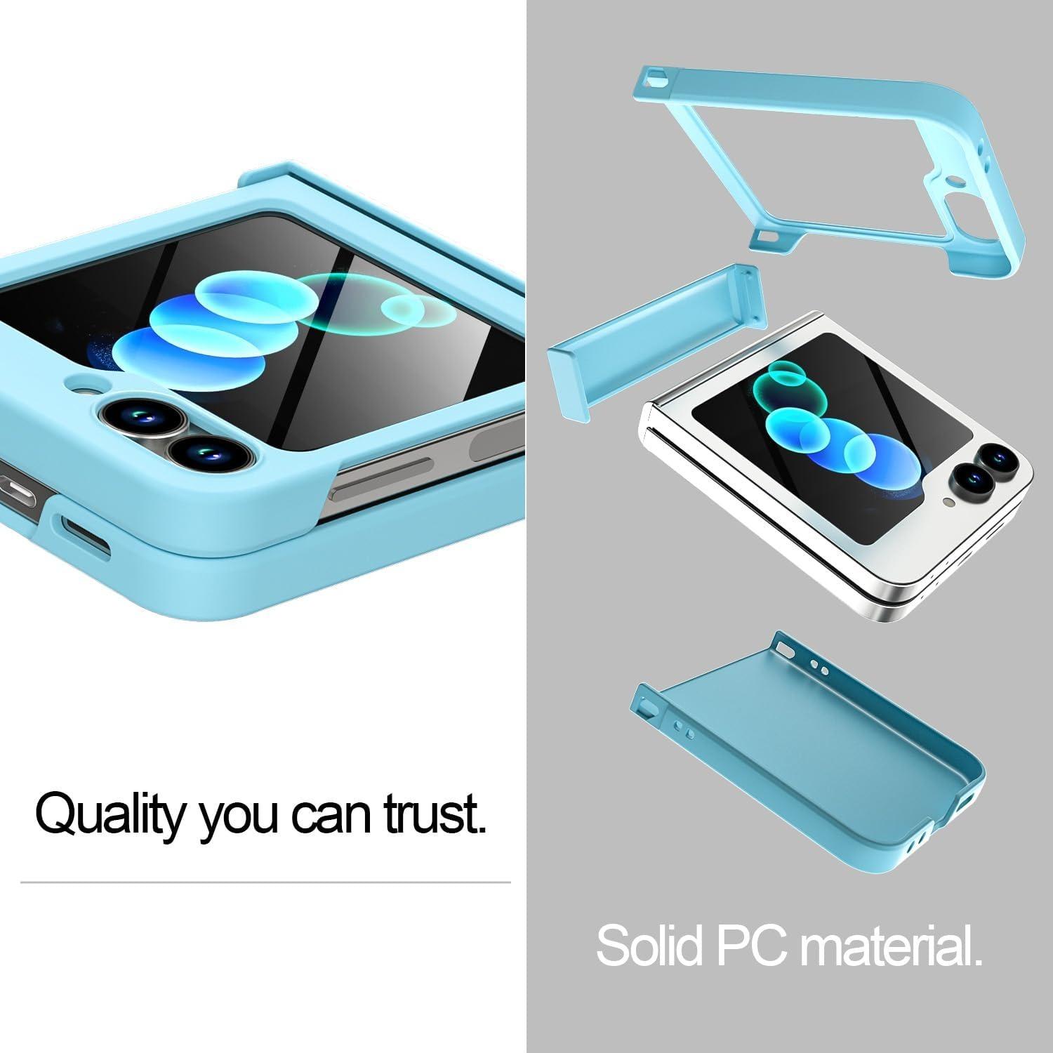 Luxury 3-in-1 Hinge Protection Foldable Smartphone Casing for Samsung Galaxy Z Flip 3/4/5/6/7, Ultra-Thin Shockproof Hard PC Armor Accessory for Handheld Devices, Polycarbonate