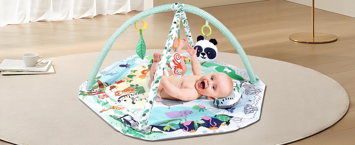 DeLorma 4-in-1 Tummy Time Mat Baby Activity Play Mat with 6 Infant Learning Sensory Toys & 18 Ocean Balls for Motor Skill Development 0-36 Months DeLorma 4-in-1 Tummy Time Mat Baby Activity Play Mat with 6 Infant Learning Sensory Toys & 18 Ocean Balls for Motor Skill Development 0-36 Months