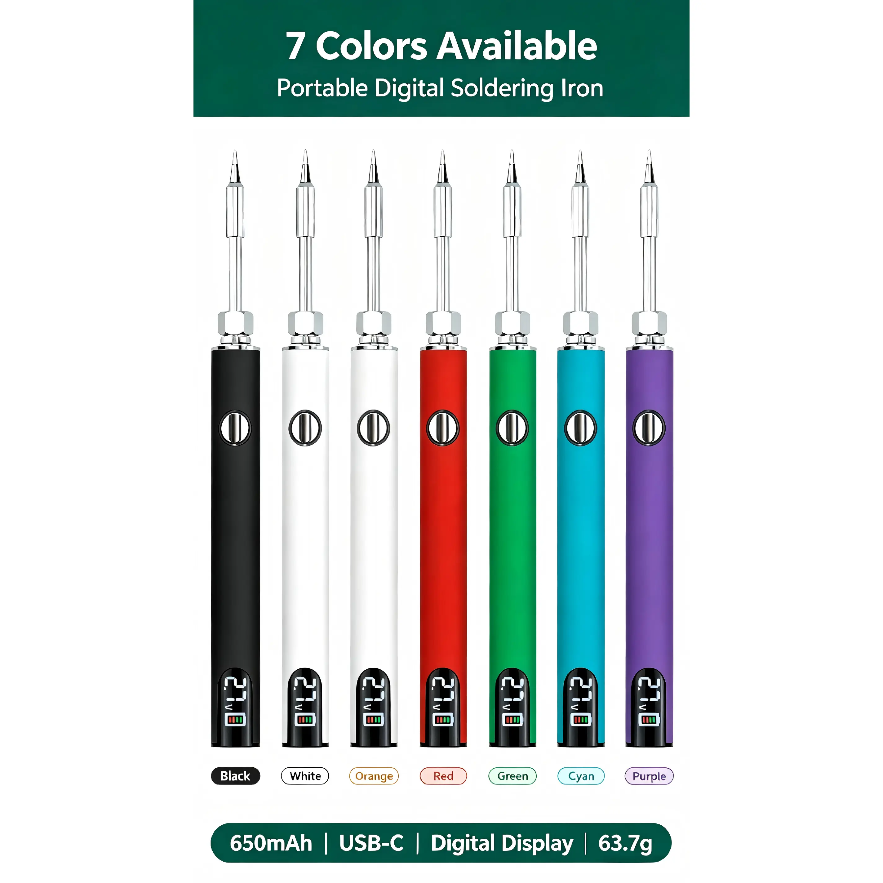 Portable USB Rechargeable Soldering Iron Pen, LED Digital Display with Battery Indicator, 3 Adjustable Voltage Levels 510 Thread Connection, Compact Handheld Wireless Welding Tool for Electronic Circuit Repair, Jewelry Making & DIY Craft Projects