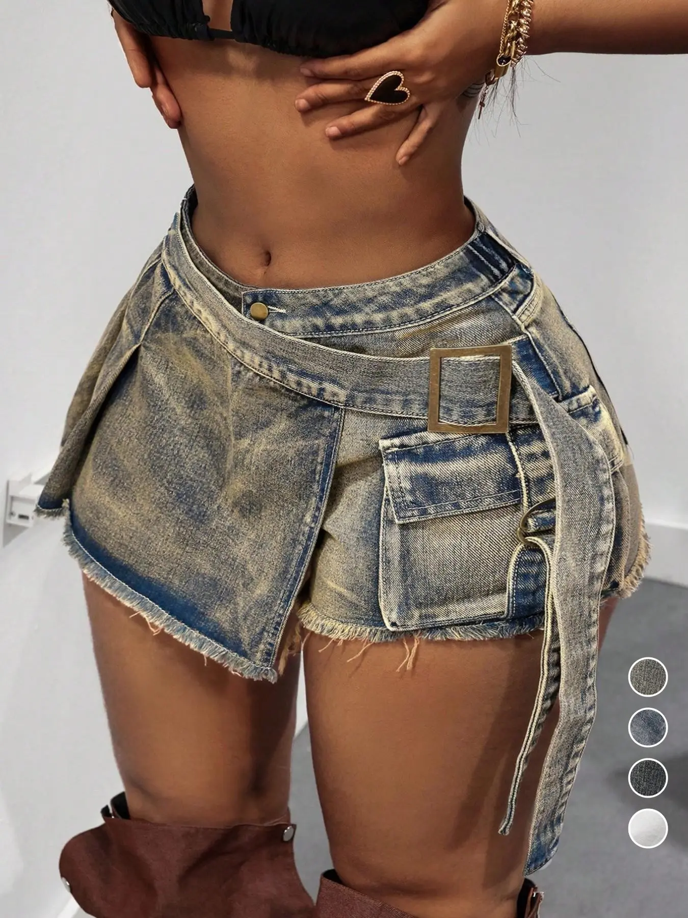 Plus Size Women's Vintage Wide Leg Denim Shorts, Casual Daily Wear, Comfortable Fitted Design, Perfect for Everyday