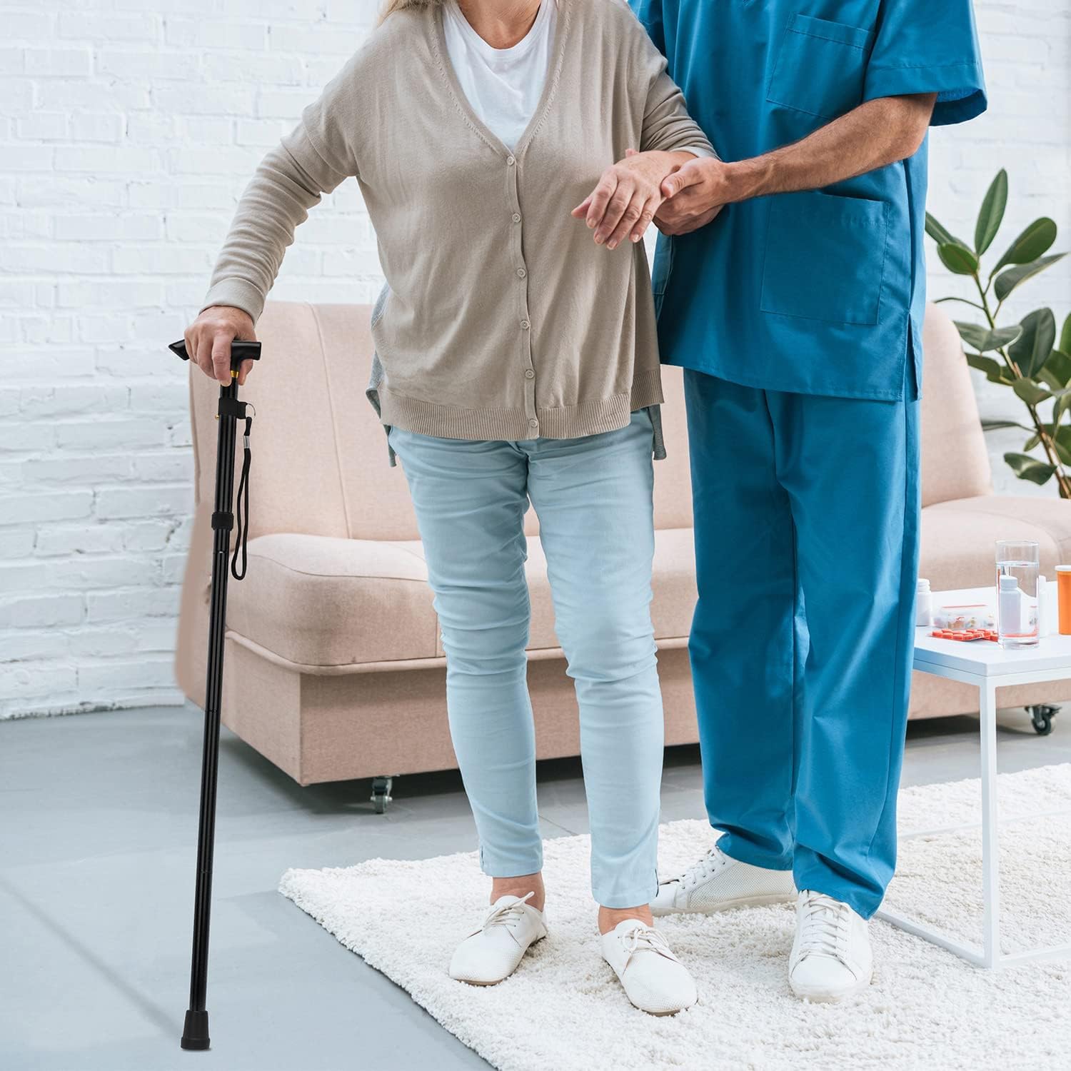 Adjustable Height Folding Cane, Collapsible Portable Lightweight Walking Stick Tool for Men Women Seniors, 5-Level Adjustable Mobility Aid Equipment, Canes for Seniors